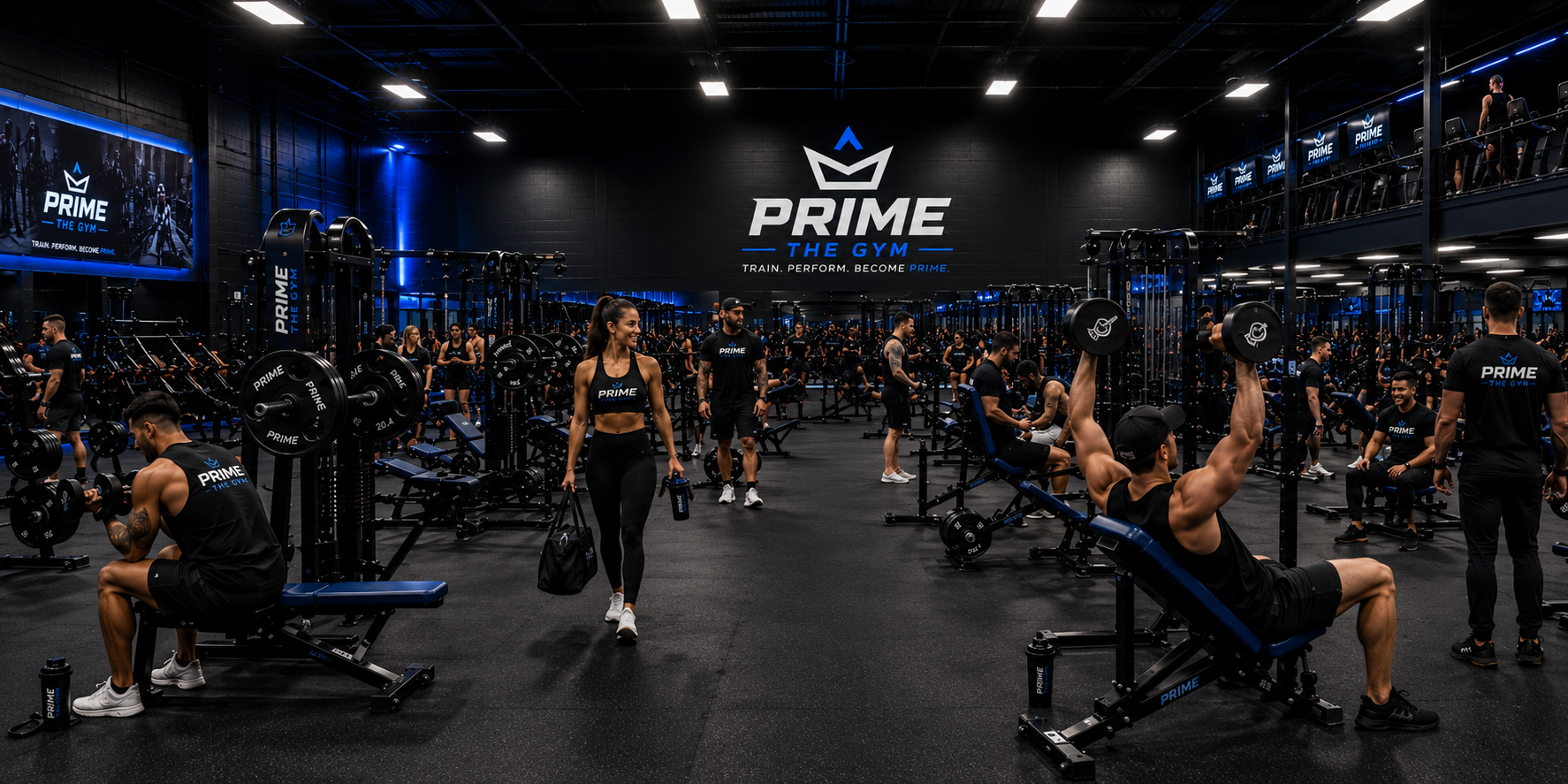 Prime Fitness gym floor — Train. Perform. Become Prime.